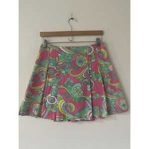Lilly Pulitzer Pink and Green Floral Midi Skirt